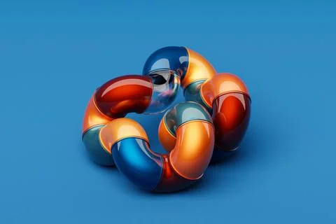 Abstract shape against blue background, 3D illustration.  Smooth shape 3d ren Stock Illustration