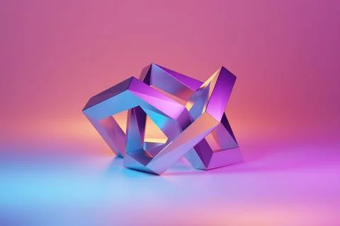 Abstract shape against pink background, 3D illustration.  Smooth shape 3d ren Stock Photos