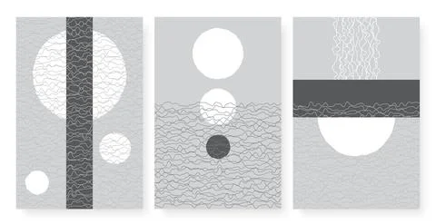 Abstract shape and hand drawn scribbles pattern set, shapeless figures, wall art Stock Illustration