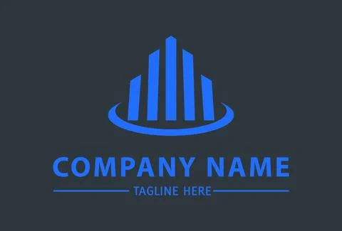 Abstract Shape Blue with Dark Background Building Logo	 Stock Illustration