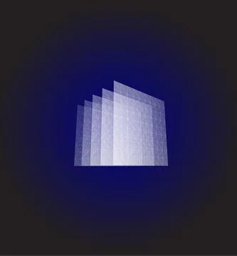 Abstract shape. Blue geometric visualization, layers cube. 3d architecture 스톡 일러스트