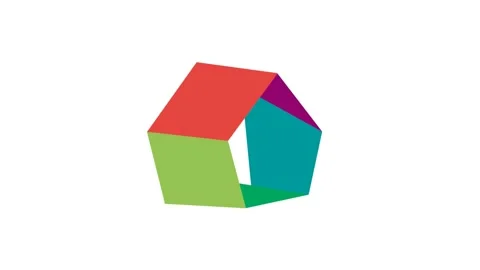 Abstract shape of colored home, made with sheets of paper. Build a house. Ani Stock Footage 154981446