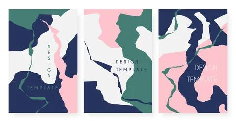 Abstract shape crack stripe pattern set, minimal texture cracked line geometric Stock Illustration