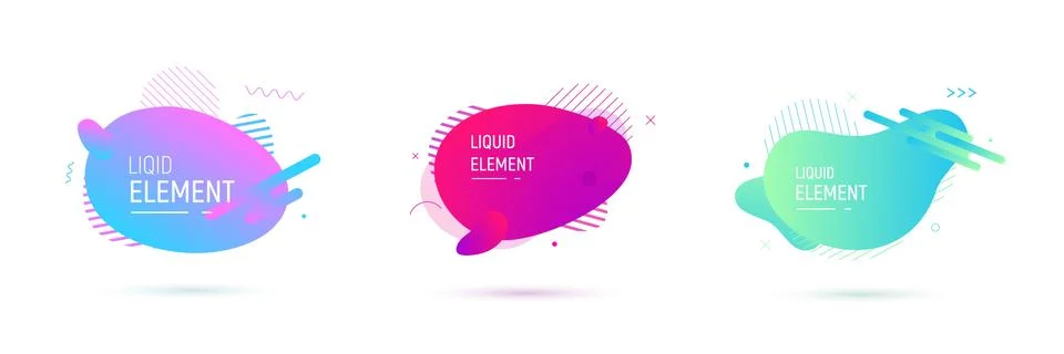 Abstract shape designs set. Vector liquid fluid elements. Gradient vector Illustrazione stock