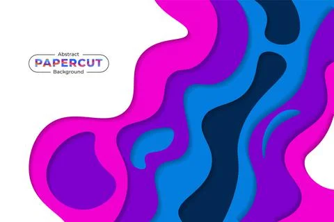 Abstract Shape Dynamic Overlapped Colorful Paper cut Style Background with Sh Stock Illustration