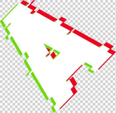 Abstract shape is floating, showing green red glitch outlines on transparent 스톡 일러스트
