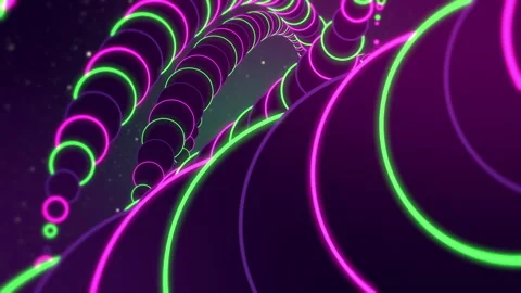 An abstract shape formed by neon green and violet circles of different sizes. Stock Footage 145388908