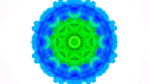 Abstract shape forming on white background. Blue and green colors floral ink Stock Footage 120554270