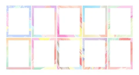 Abstract Shape Frame Collection Colorful Modern Border Vector Illustration Se イラスト素材
