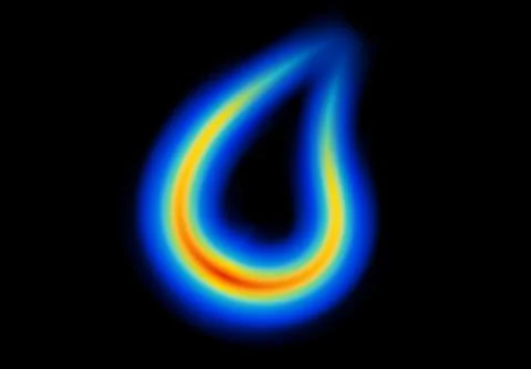 Abstract shape glowing in neon light with heatmap color palette イラスト素材