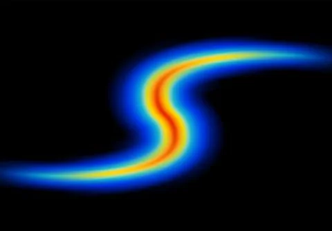 Abstract shape glowing in neon light with heatmap color palette イラスト素材