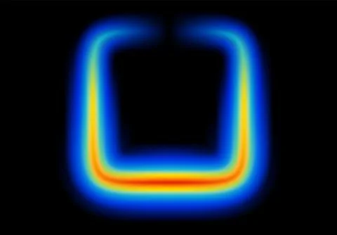Abstract shape glowing in neon light with heatmap color palette イラスト素材