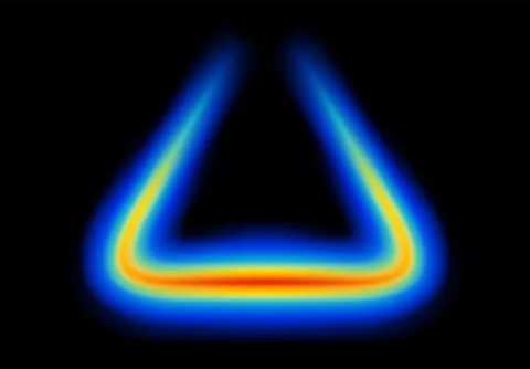 Abstract shape glowing in neon light with heatmap color palette イラスト素材