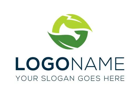 Abstract Shape Green Circle Leaf Nature and Organic Logo Design	 Stock Illustration