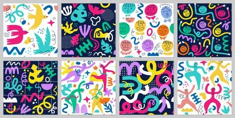 Abstract shape. Hand cute graphic, color art design. Face, flower, geometry.. Illustrazione stock