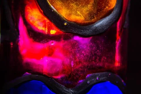 Abstract shape of lights made with stained glass and lights. Stock Photos