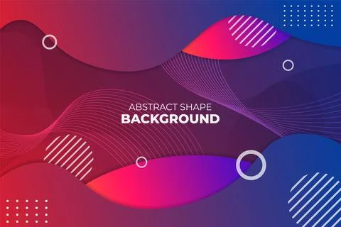 Abstract Shape Liquid Wavy Line Background Gradient Red and Blue with Circle Stock Illustration