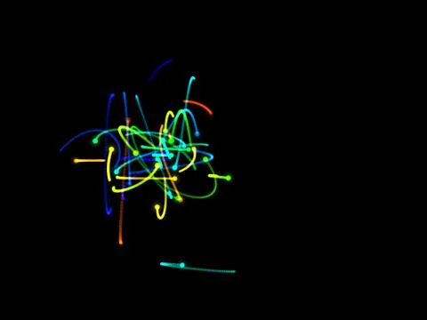 Abstract shape of motion particles. Luminance effect. Digital colorful illu.. 스톡 일러스트