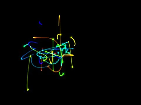 Abstract shape of motion particles. Luminance effect. Digital colorful illust Stock Illustration