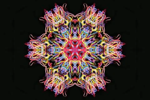 Abstract shape from multicolored threads on a black background Stock Illustration