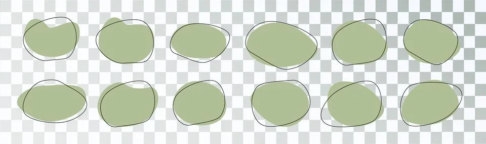 Abstract shape organic blob round blot form with outline circle. Collection of Stock Illustration