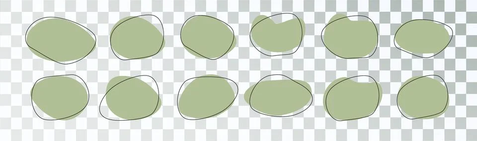 Abstract shape organic blob round blot form with outline circle. Collection of Stock Illustration