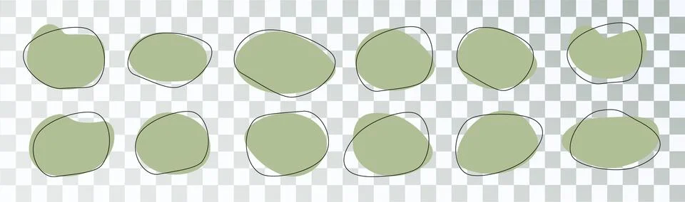 Abstract shape organic blob round blot form with outline circle. Collection of Stock Illustration