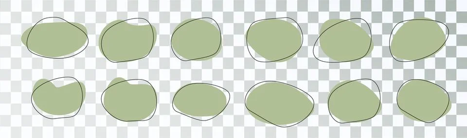 Abstract shape organic blob round blot form with outline circle. Collection of Stock Illustration