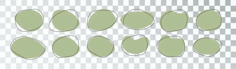 Abstract shape organic blob round blot form with outline circle. Collection of Stock Illustration