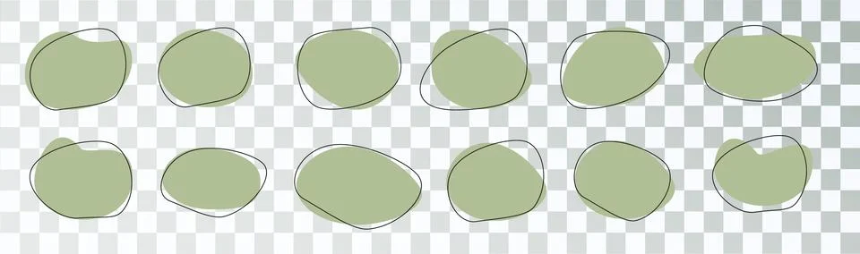 Abstract shape organic blob round blot form with outline circle. Collection of Stock Illustration