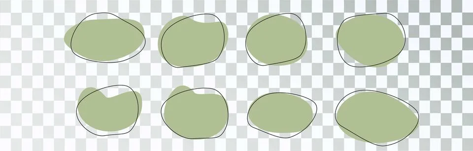 Abstract shape organic blob round blot form with outline circle. Collection of Stock Illustration