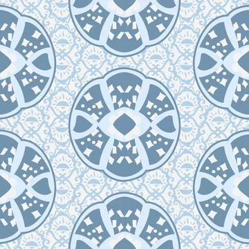 Abstract Shape Pattern In Porcelain blue and white Stock Illustration