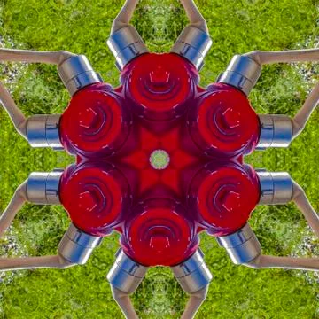 Abstract shape with red metal fire hydrant 스톡 사진