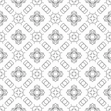 Abstract shape seamless, black line ornament pattern ready to print Stock Illustration