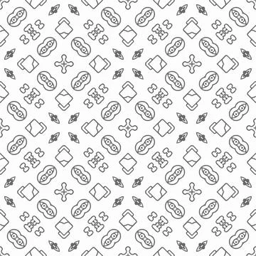Abstract shape seamless, black line ornament pattern ready to print Stock Illustration