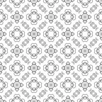 Abstract shape seamless, black line ornament pattern ready to print Stock Illustration
