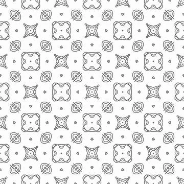 Abstract shape seamless, black line ornament pattern ready to print Stock Illustration