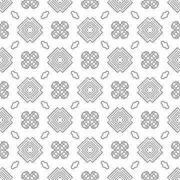 Abstract shape seamless, black line ornament pattern ready to print Stock Illustration
