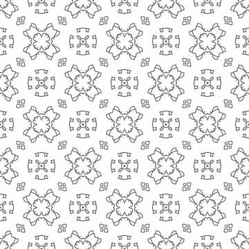 Abstract shape seamless, black line ornament pattern ready to print Stock Illustration