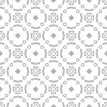 Abstract shape seamless, black line ornament pattern ready to print Stock Illustration