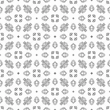 Abstract shape seamless, black line ornament pattern ready to print Stock Illustration