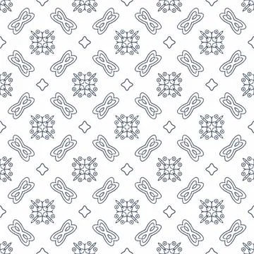 Abstract shape seamless, black line ornament pattern ready to print Stock Illustration