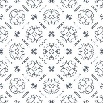 Abstract shape seamless, black line ornament pattern ready to print Stock Illustration