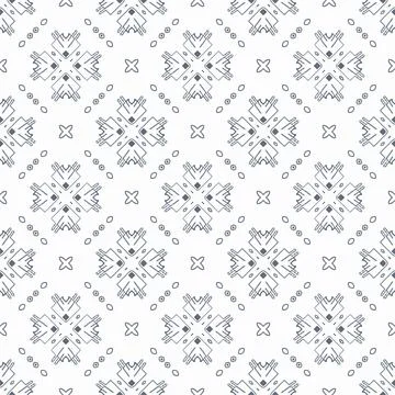 Abstract shape seamless, black line ornament pattern ready to print Stock Illustration
