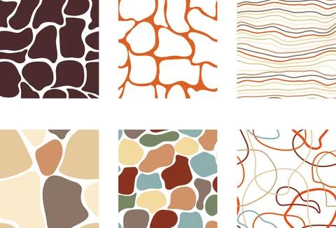 Abstract shape seamless pattern set. Illustrazione stock