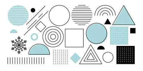 Abstract shape set. Universal Geometrical shapes In trend colors. Design Stock Illustration