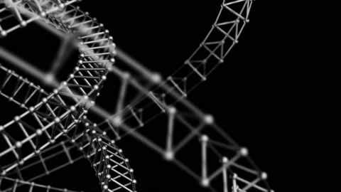 Abstract shape like a spiral rotates in space on a black background Stock Footage 146926033