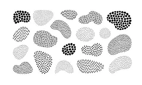 Abstract shape spray collection. Vector monochrome illustration set. 스톡 일러스트
