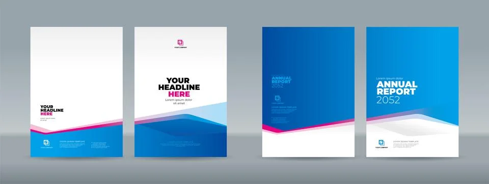 Abstract shape on white blue gradation background. A4 size Book cover template Stock Illustration
