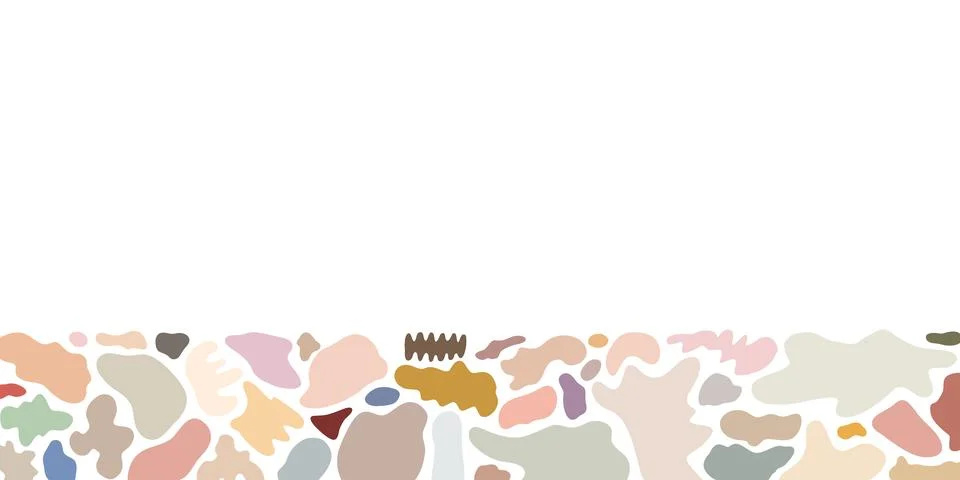 Abstract shapeless forms horizontal border vector illustration, cut out image Stock Illustration